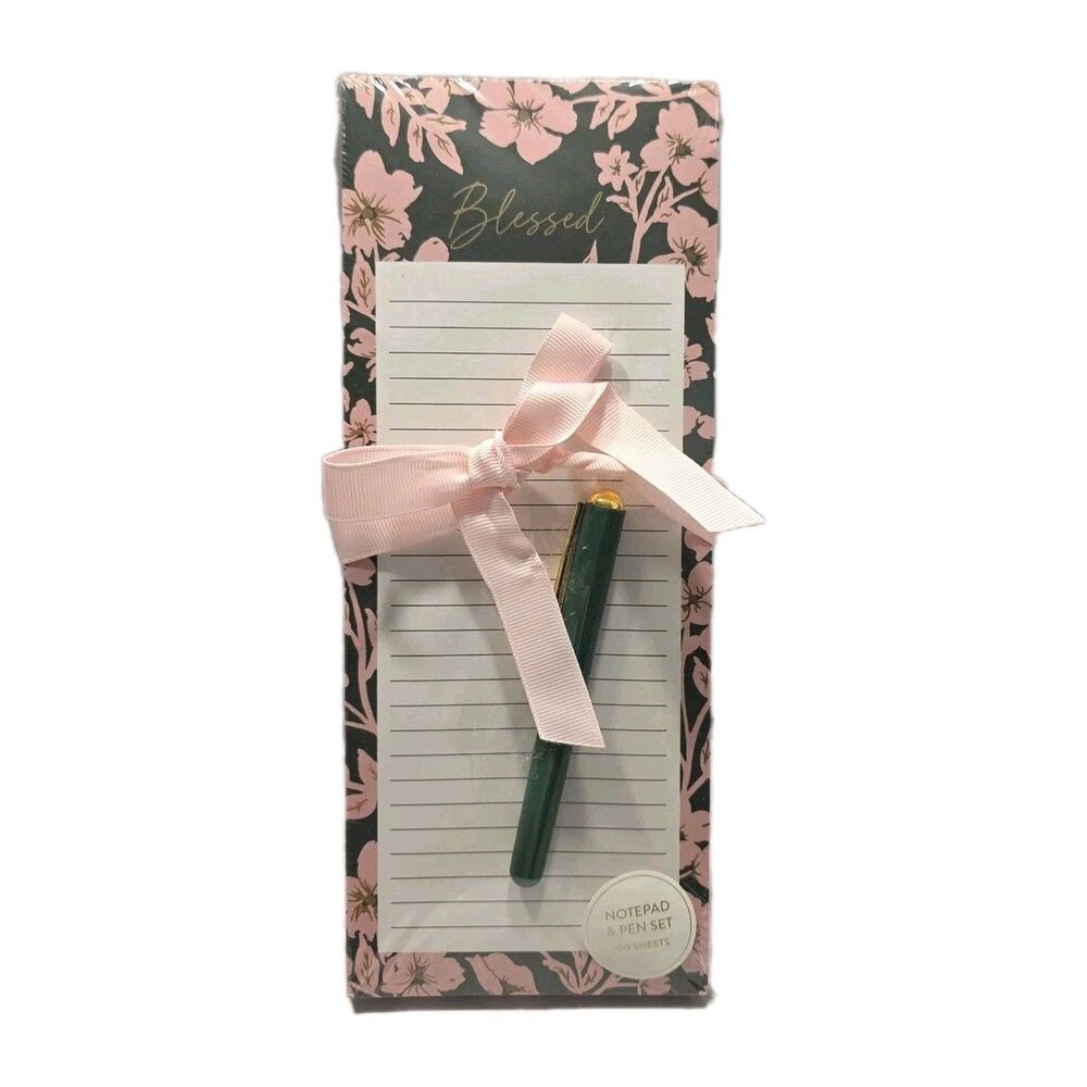 "BLESSED" Magnetic Notepad with Pen 4X10" 100 Sheets Juliet Meeks NEW
